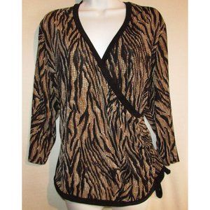 Carol Rose Animal Print Splice Front Knit Top Sz 2X